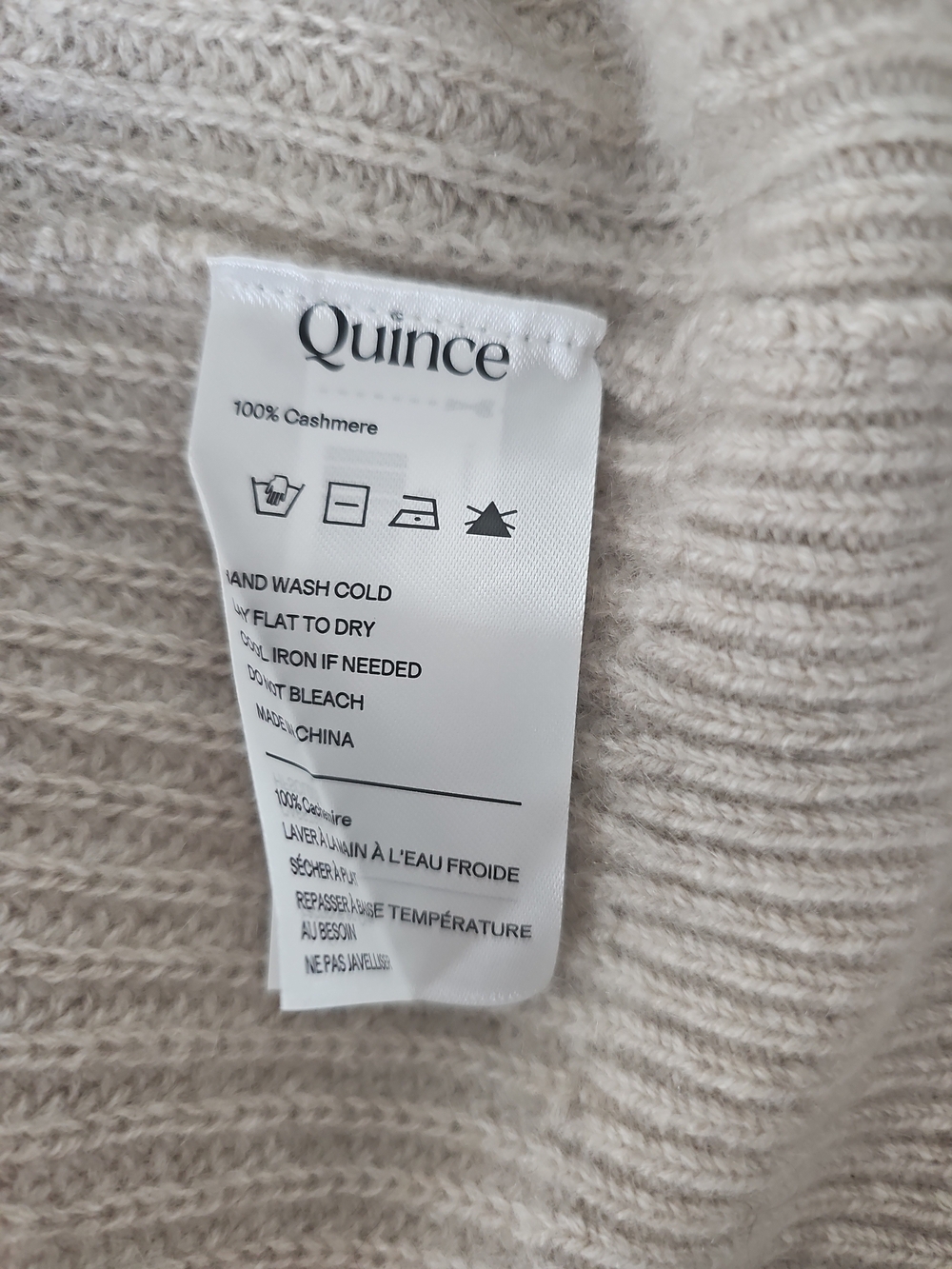 Quince Mongolian Cashmere Fisherman Boxy Cropped Cardigan SweaterIn Natural, L - Picture 6 of 7